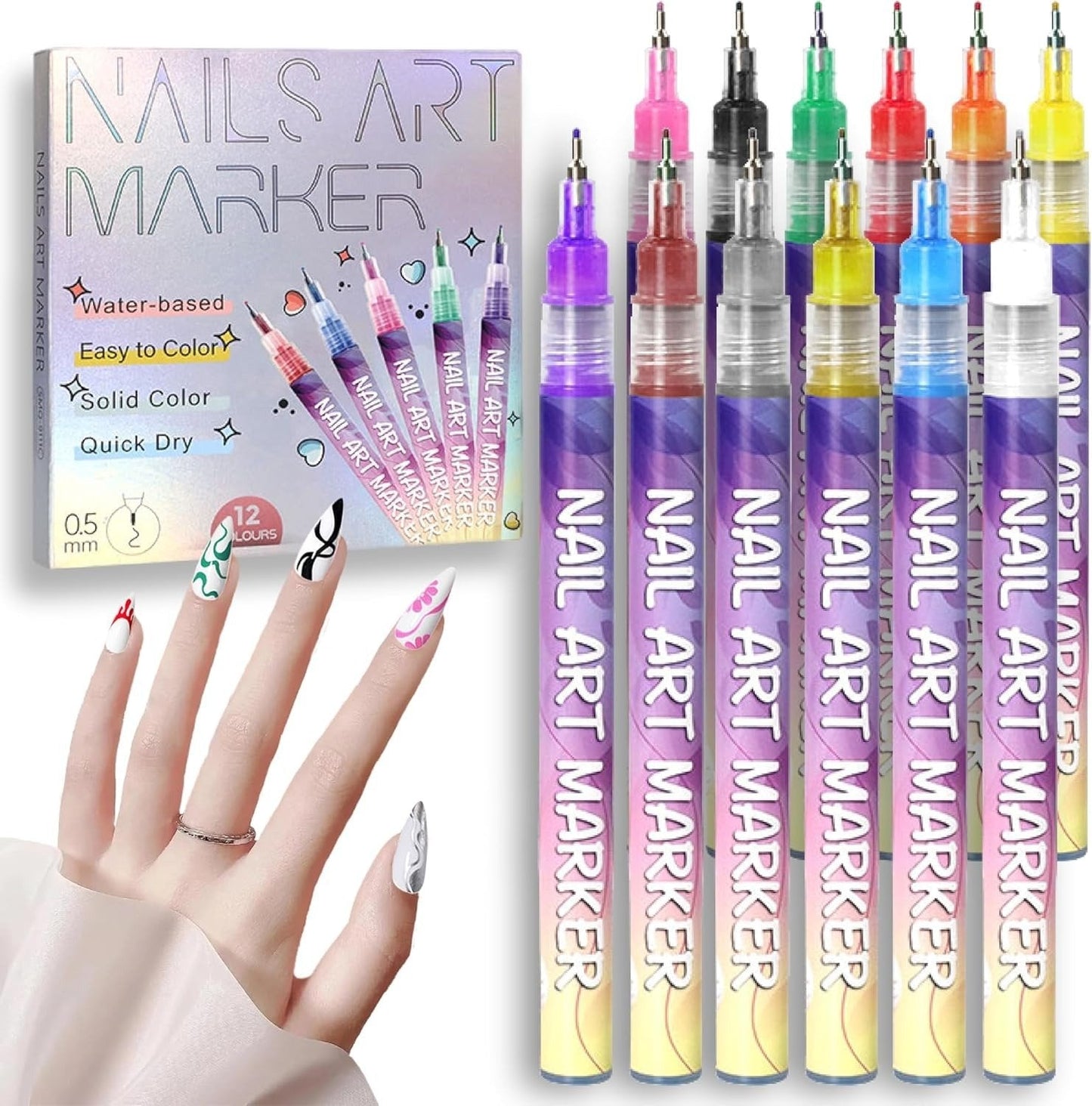 ๐จ12 Colors Nail Art Pens Set