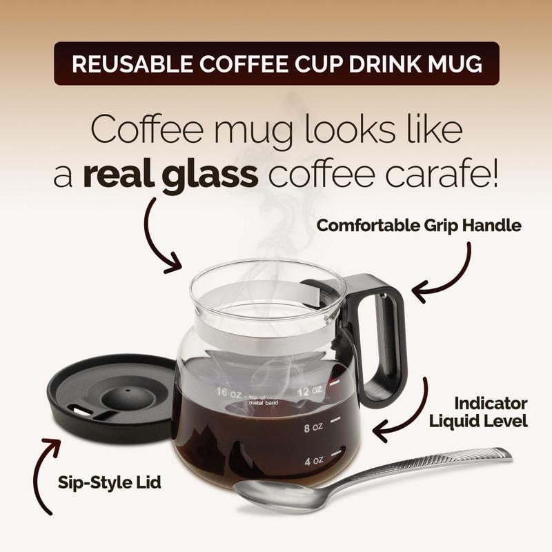ππβ 16 Oz Glass Coffee Mug β Coffee Pot Style