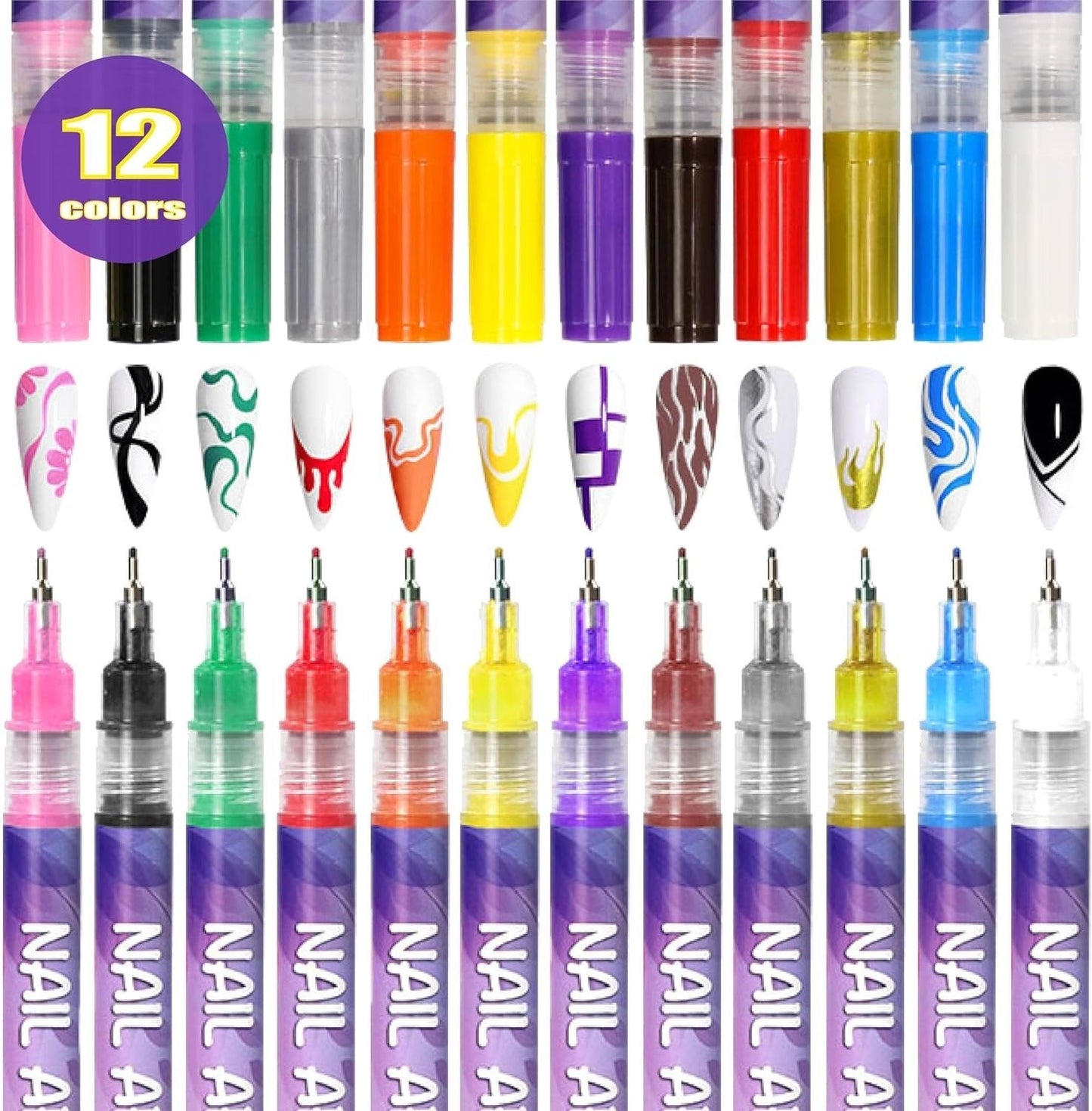 ๐จ12 Colors Nail Art Pens Set