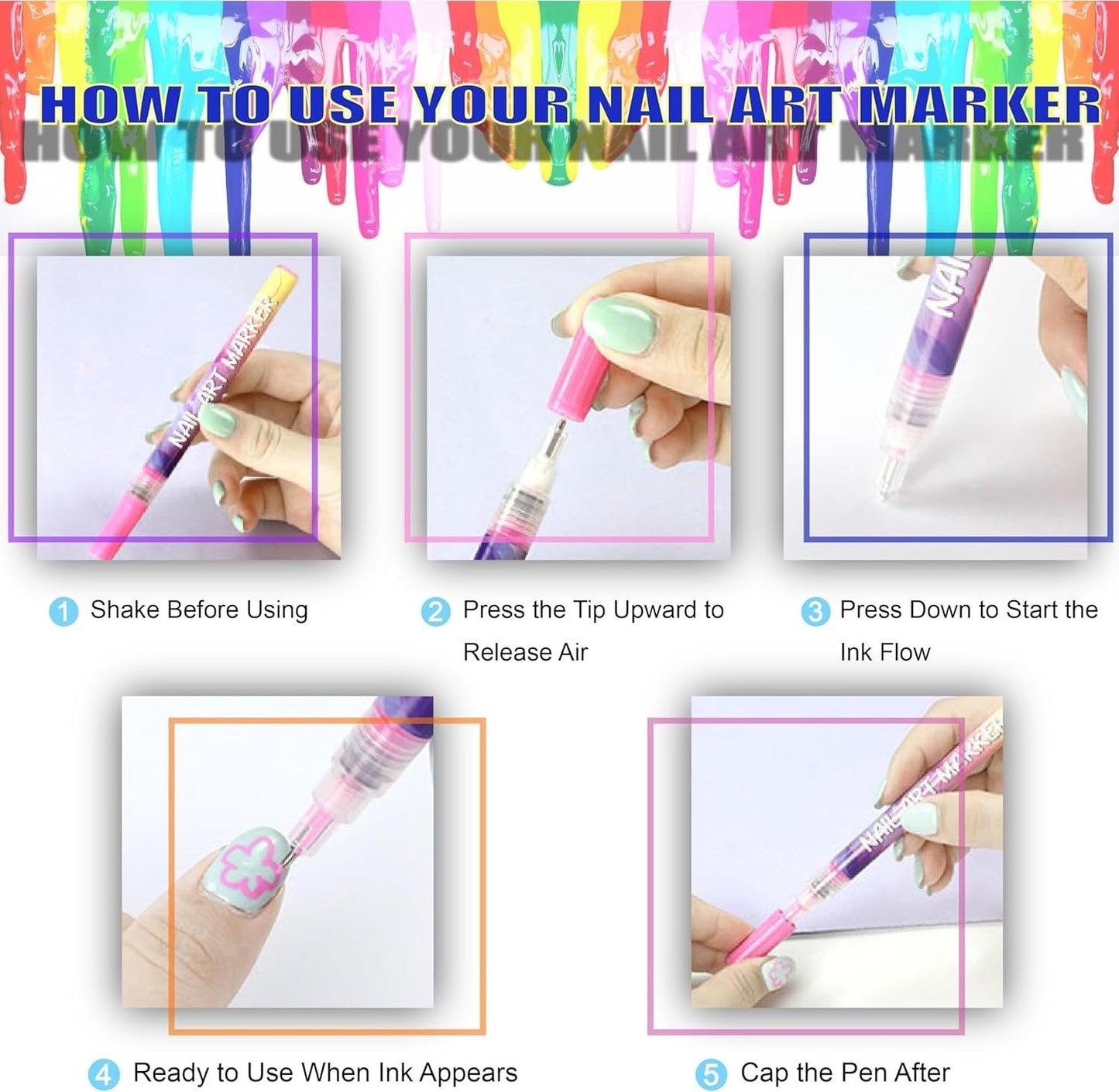 ๐จ12 Colors Nail Art Pens Set