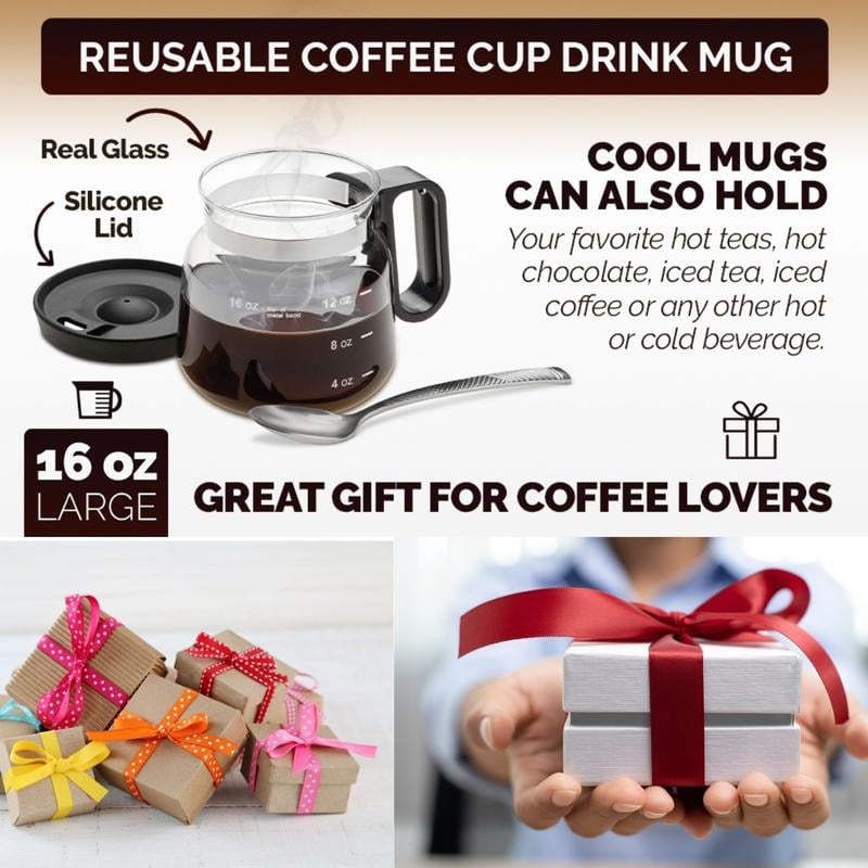ππβ 16 Oz Glass Coffee Mug β Coffee Pot Style