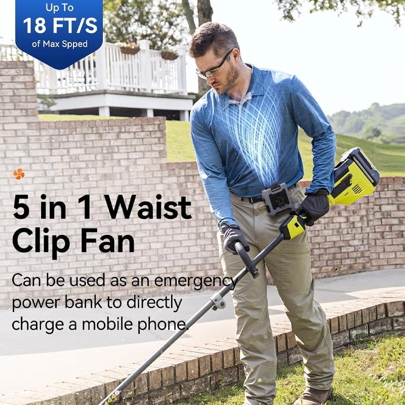 🔥Last Day 49% OFF🔥Portable Fan, USB Rechargeable Waist Fan with Clip & Power Bank, Personal Cooling Fan for Outdoor Travel Camping