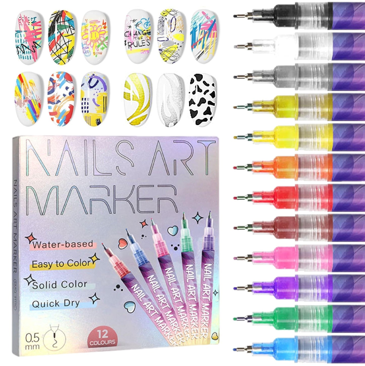 ๐จ12 Colors Nail Art Pens Set