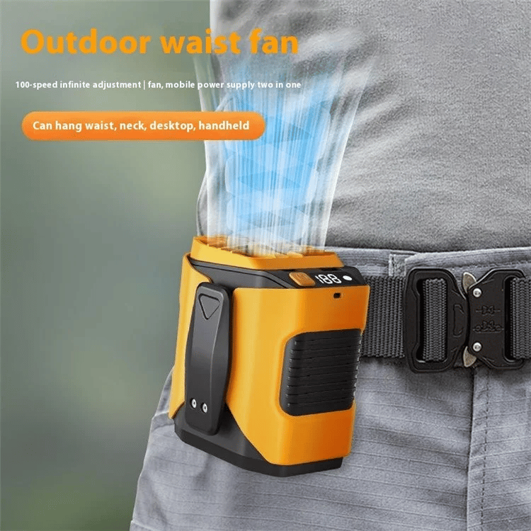🔥Last Day 49% OFF🔥Portable Fan, USB Rechargeable Waist Fan with Clip & Power Bank, Personal Cooling Fan for Outdoor Travel Camping