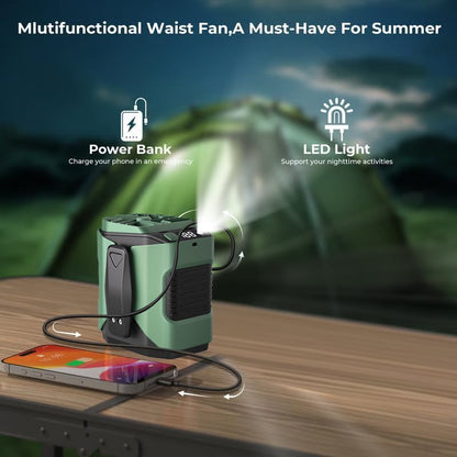 🔥Last Day 49% OFF🔥Portable Fan, USB Rechargeable Waist Fan with Clip & Power Bank, Personal Cooling Fan for Outdoor Travel Camping