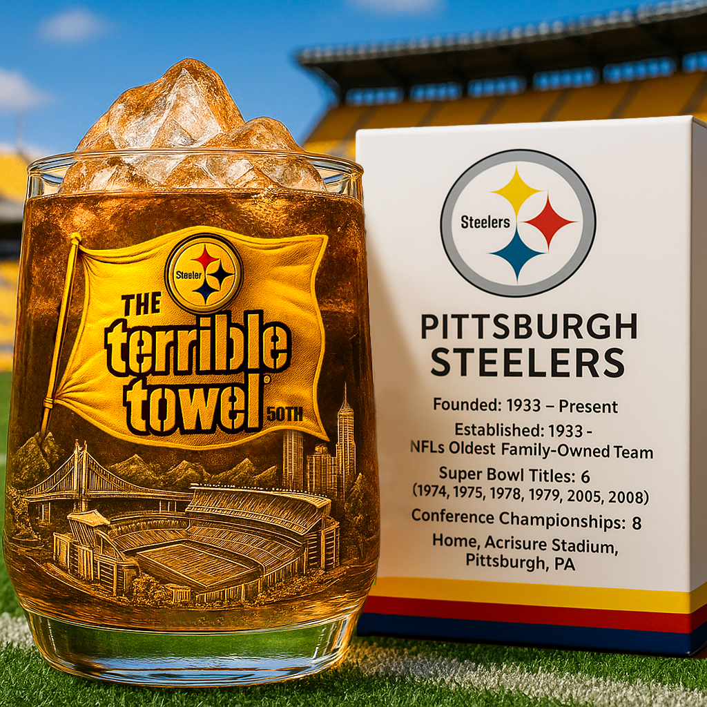 ⏰Last Day Promotion 49% OFF -PS Team Terrible Towel 50th Anniversary Whiskey Glass