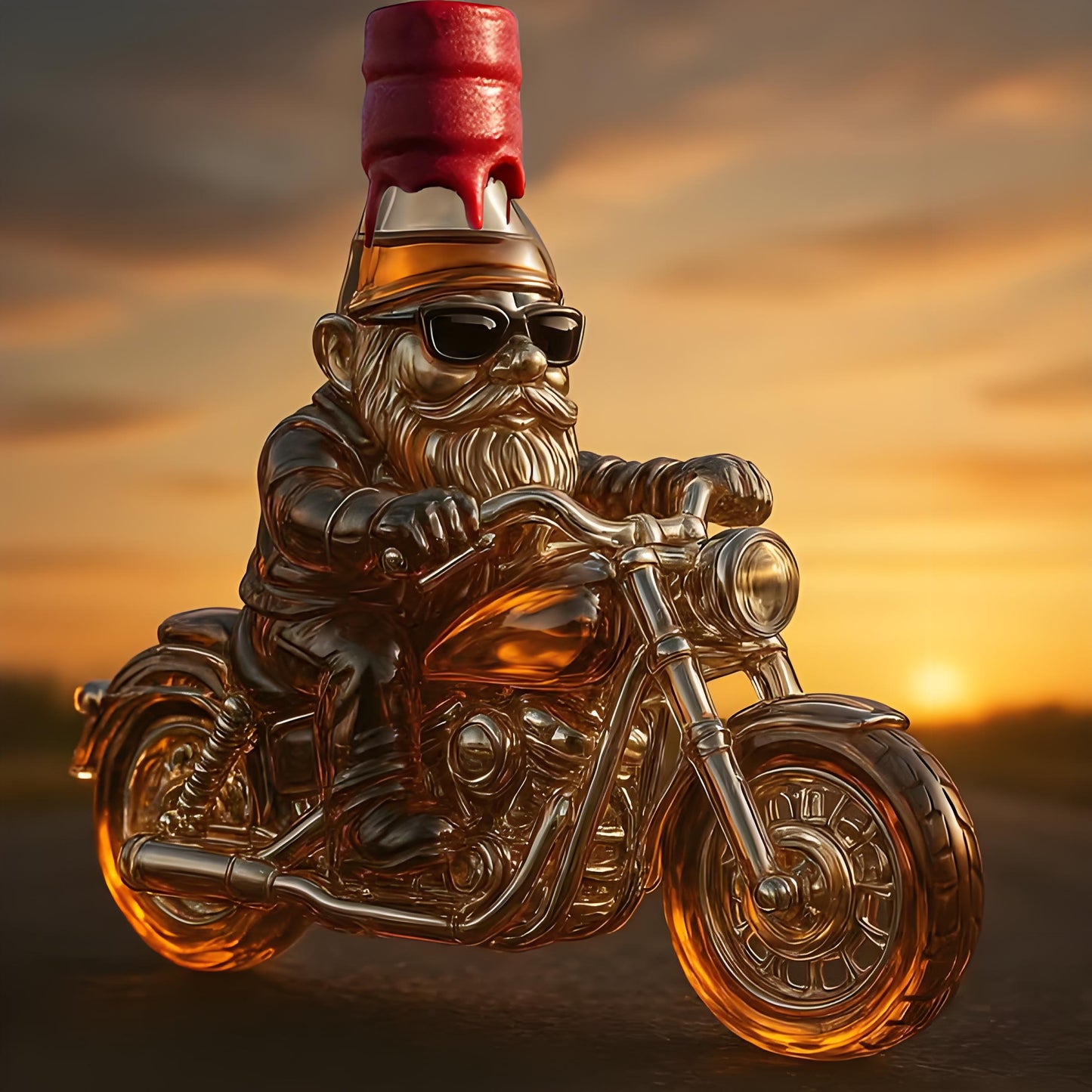 ⏰Last Day Promotion 49% OFF -🎅 Santa Claus Motorcycle Wine Bottle: Rebel with a Claus